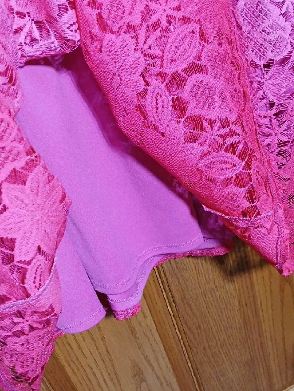 New York & Company Ombre Pink Lace-Trim Dress - Picture 5 of 9